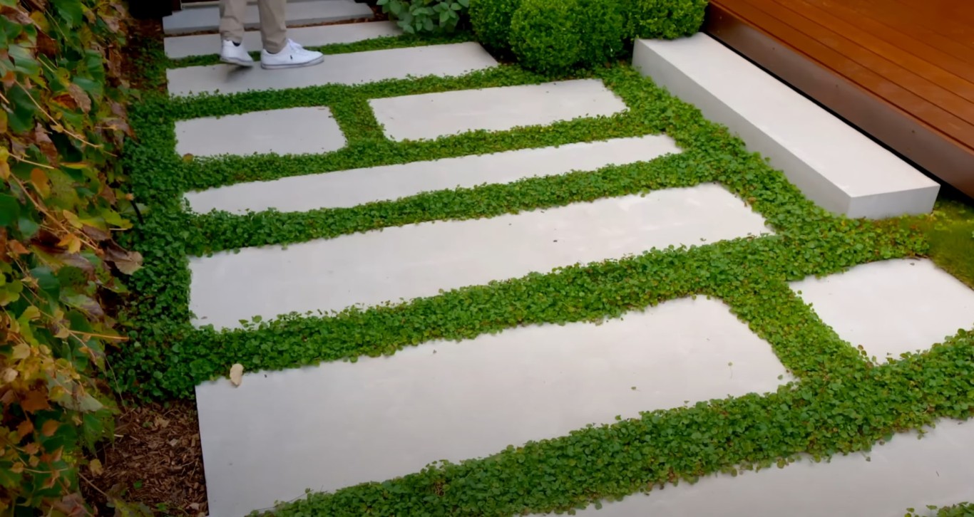 Sustainable landscaping with modern pavers and ground cover plants in Doral, FL